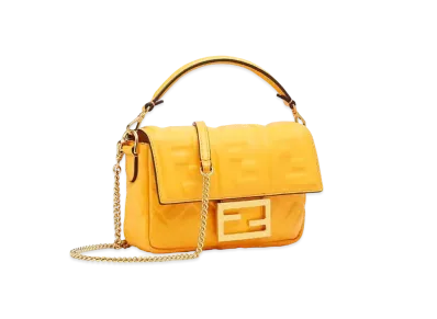 FENDI Baguette Nappa Leather Bag Featuring The FF Motif "Orange"