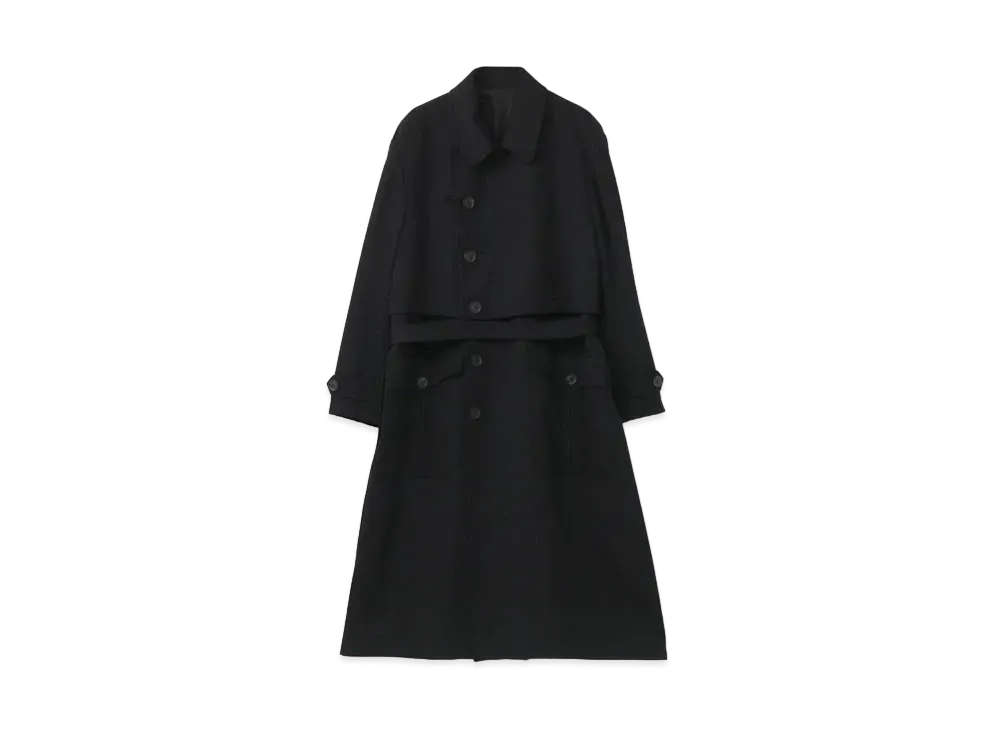Yohji Yamamoto Pour Homme ARMY GABARDINE TRENCH COAT "Black"