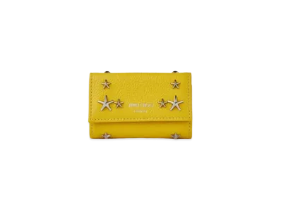 Jimmy Choo Neptune Soft Grainy Calf Leather Key Case With Star Studs "Silver/Sun"