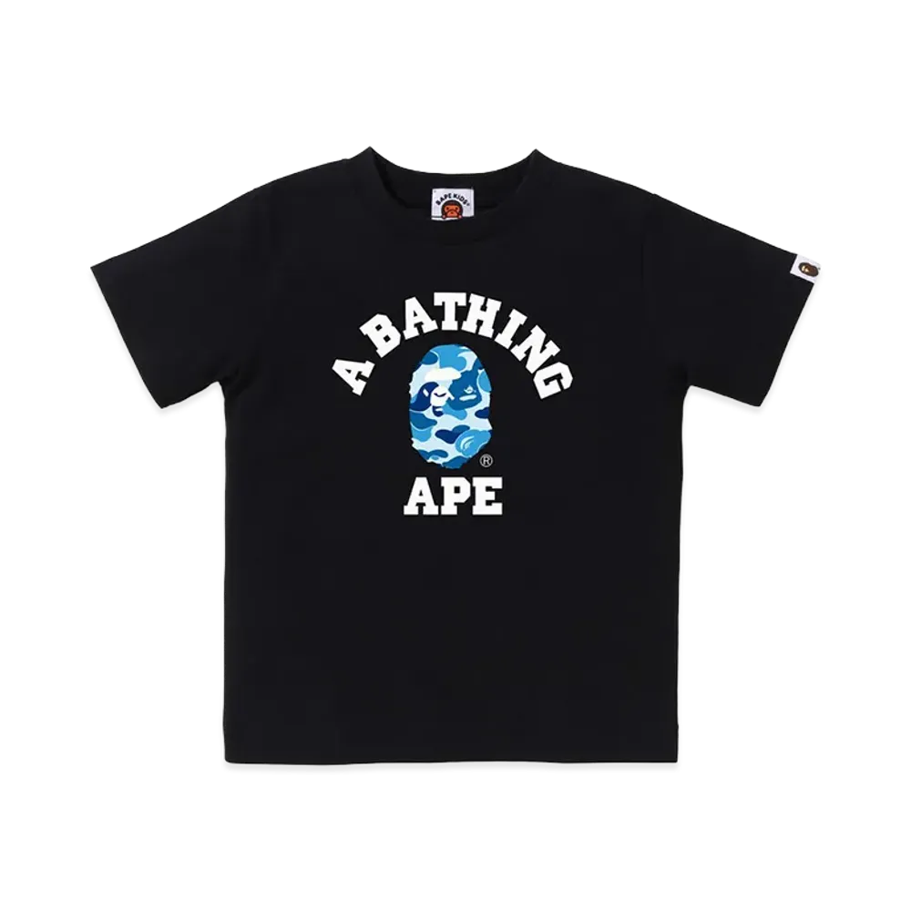 A BATHING APE Kids ABC Camo College Tee "Black/Blue"