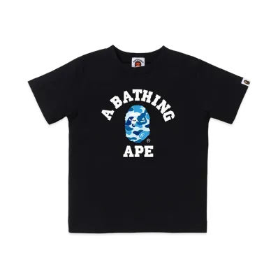 A BATHING APE Kids ABC Camo College Tee "Black/Blue"