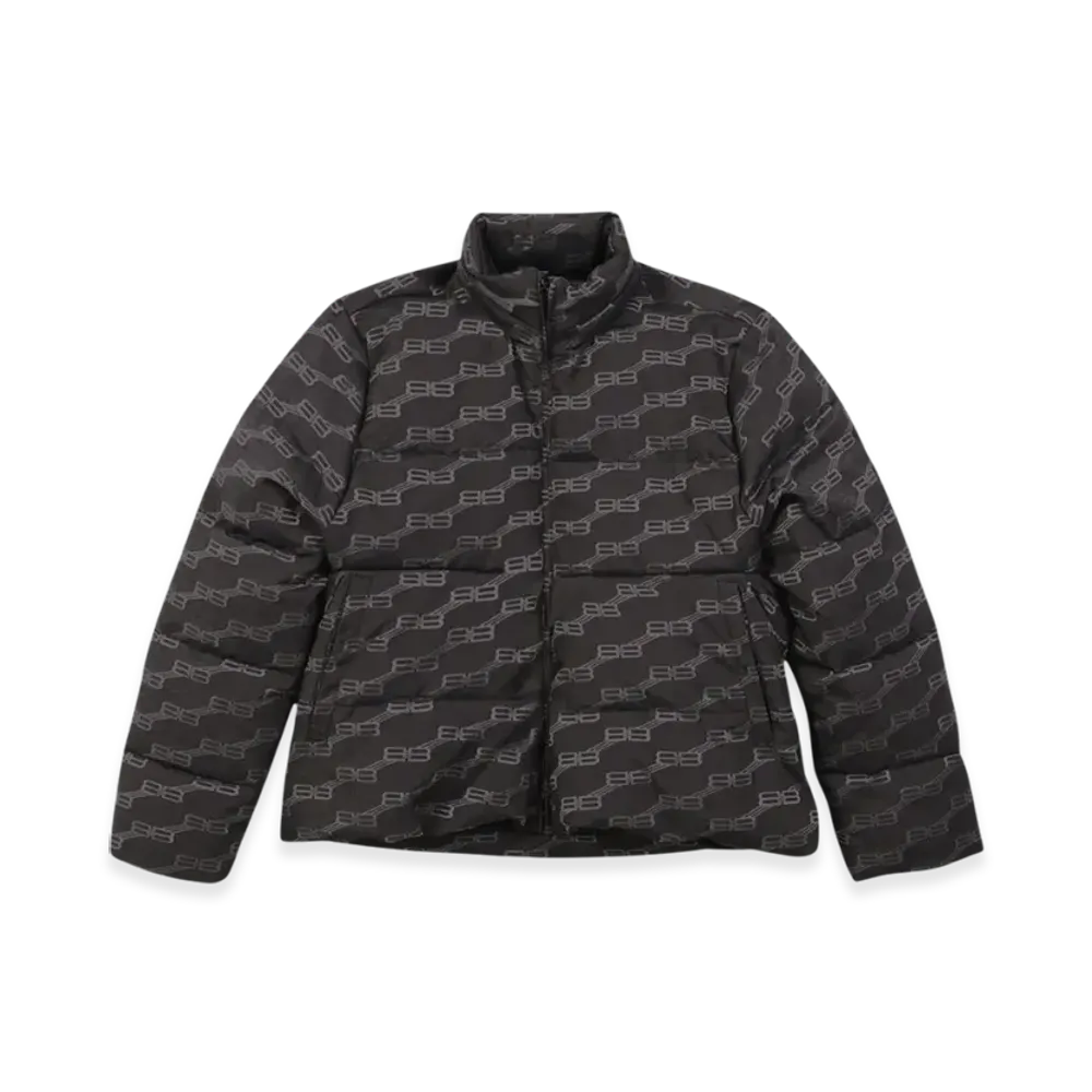 BALENCIAGA Women's BB Monogram C-Shape Puffer "Black"