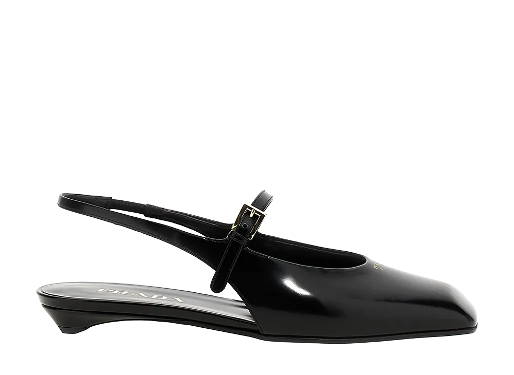 PRADA Women's Logo Slingback "Black"