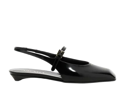 PRADA Women's Logo Slingback "Black"