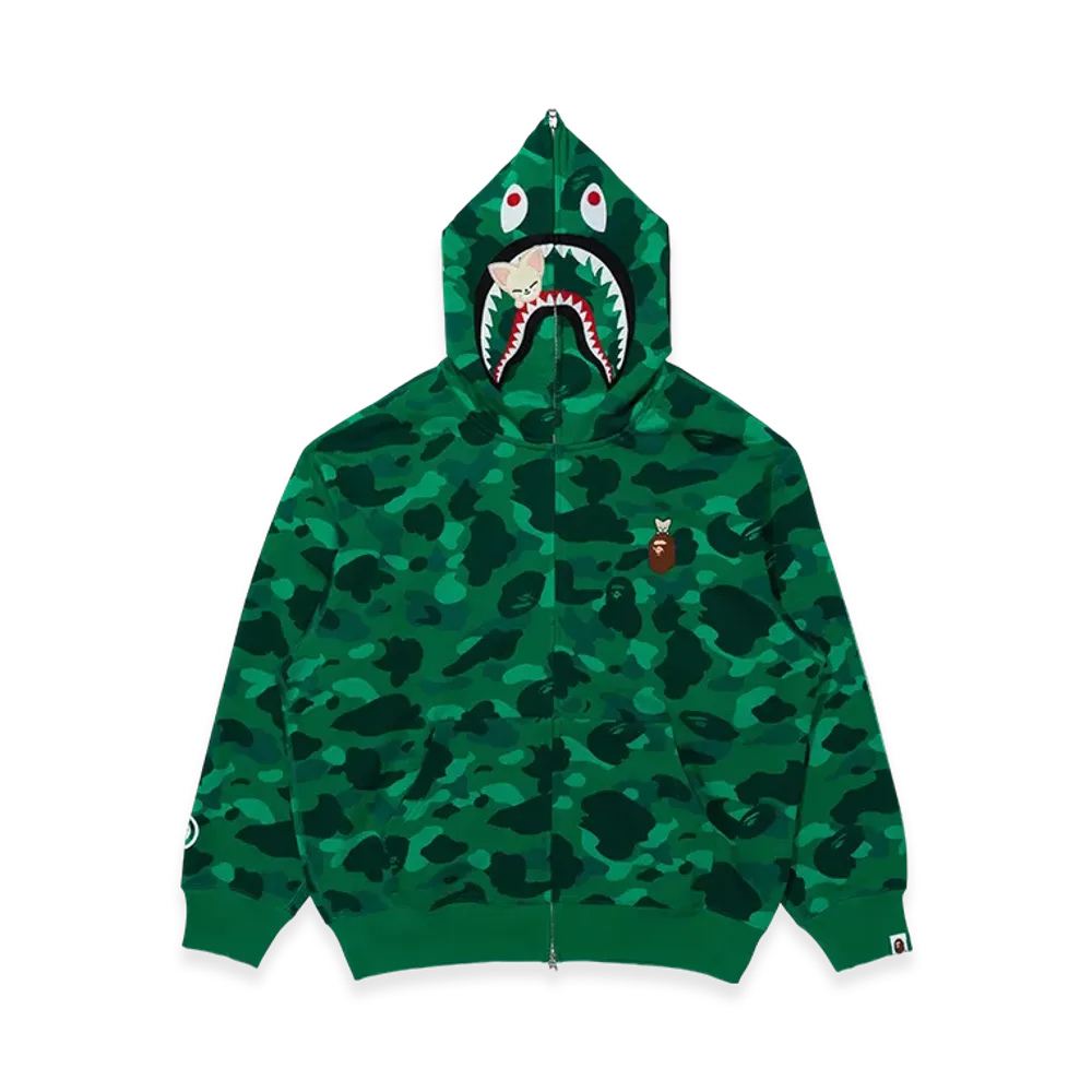 A BATHING APE x Stray Kids Shark Full Zip Hoodie IN "Green"