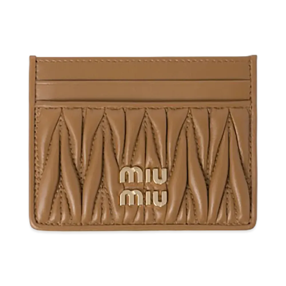 MIU MIU Matelasse Leather Card Case "Caramel"