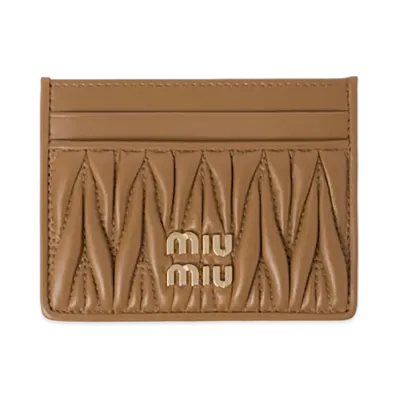 MIU MIU Matelasse Leather Card Case "Caramel"