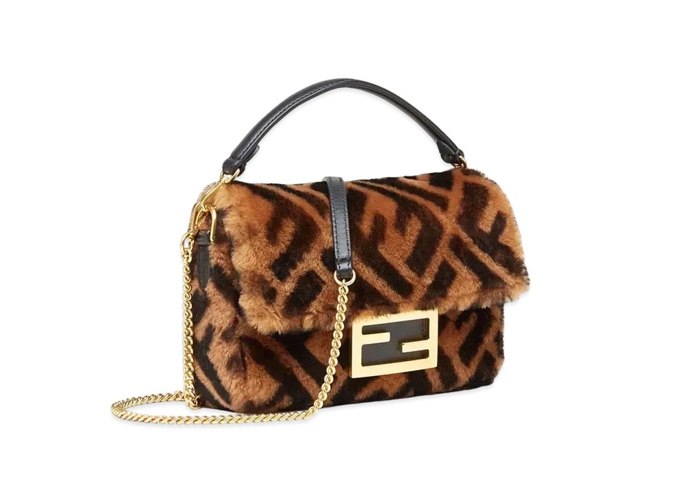 FENDI Mini Baguette Sheepskin Bag "Brown"