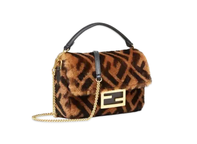 FENDI Mini Baguette Sheepskin Bag "Brown"