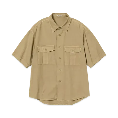 AURALEE Product Dyed Finx Gabardine Half Sleeved Shirt "Dyed Beige"