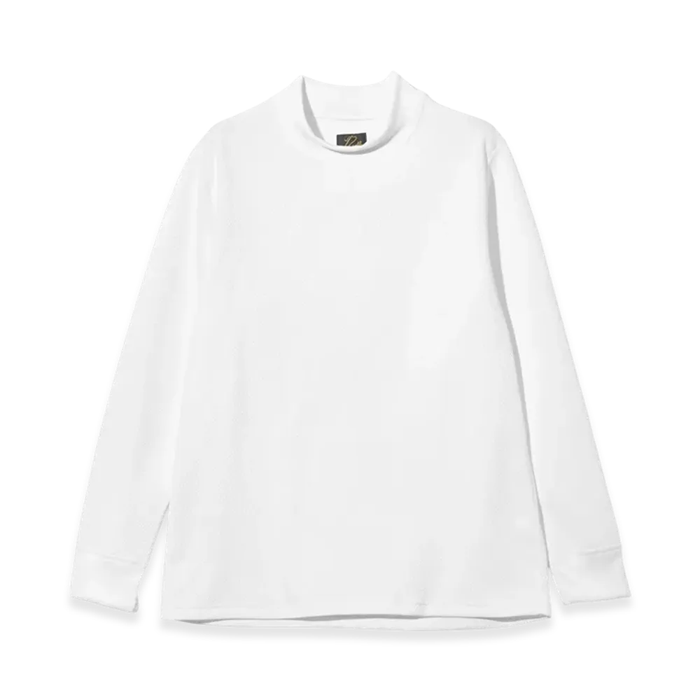 NEEDLES L/S Mock Neck Tee-Poly Waffle Jersey "White"