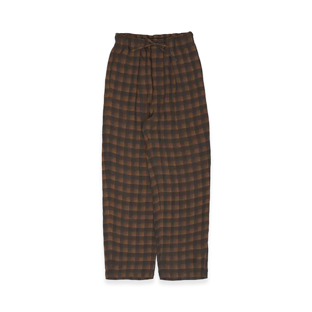 YOKE Rayon Acetate Jacqard Plaid 1Pleated Easy Pants "Orange"