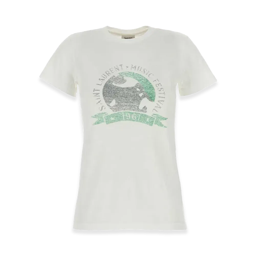 Saint Laurent Women's Cotton T-Shirt "White"