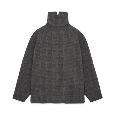 FEAR OF GOD ESSENTIALS Wool Jacquard High Neck Sweater "Melange Charcoal"