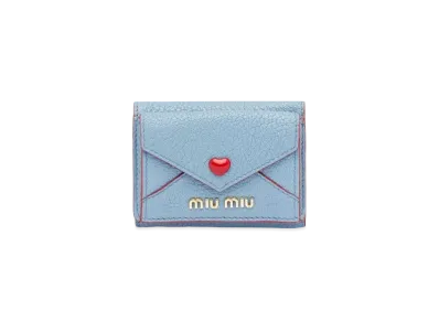 MIU MIU Madras Love Wallet "Light Blue"