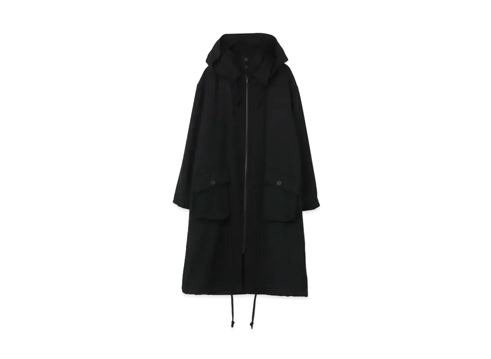 Yohji Yamamoto Pour Homme ARMY GABARDINE FRONT RIB PANELED COAT "Black"