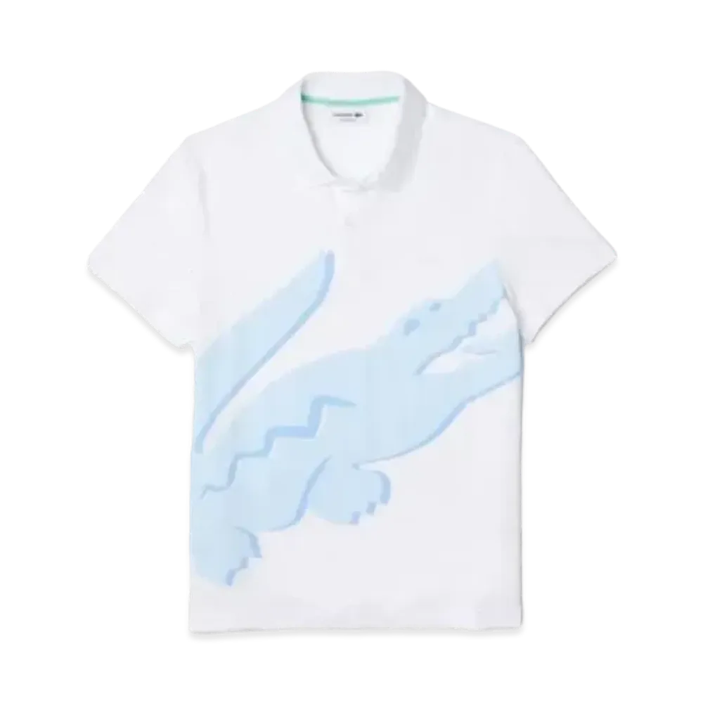LACOSTE Oversize Print Polo Shirt "White"