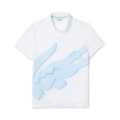 LACOSTE Oversize Print Polo Shirt "White"