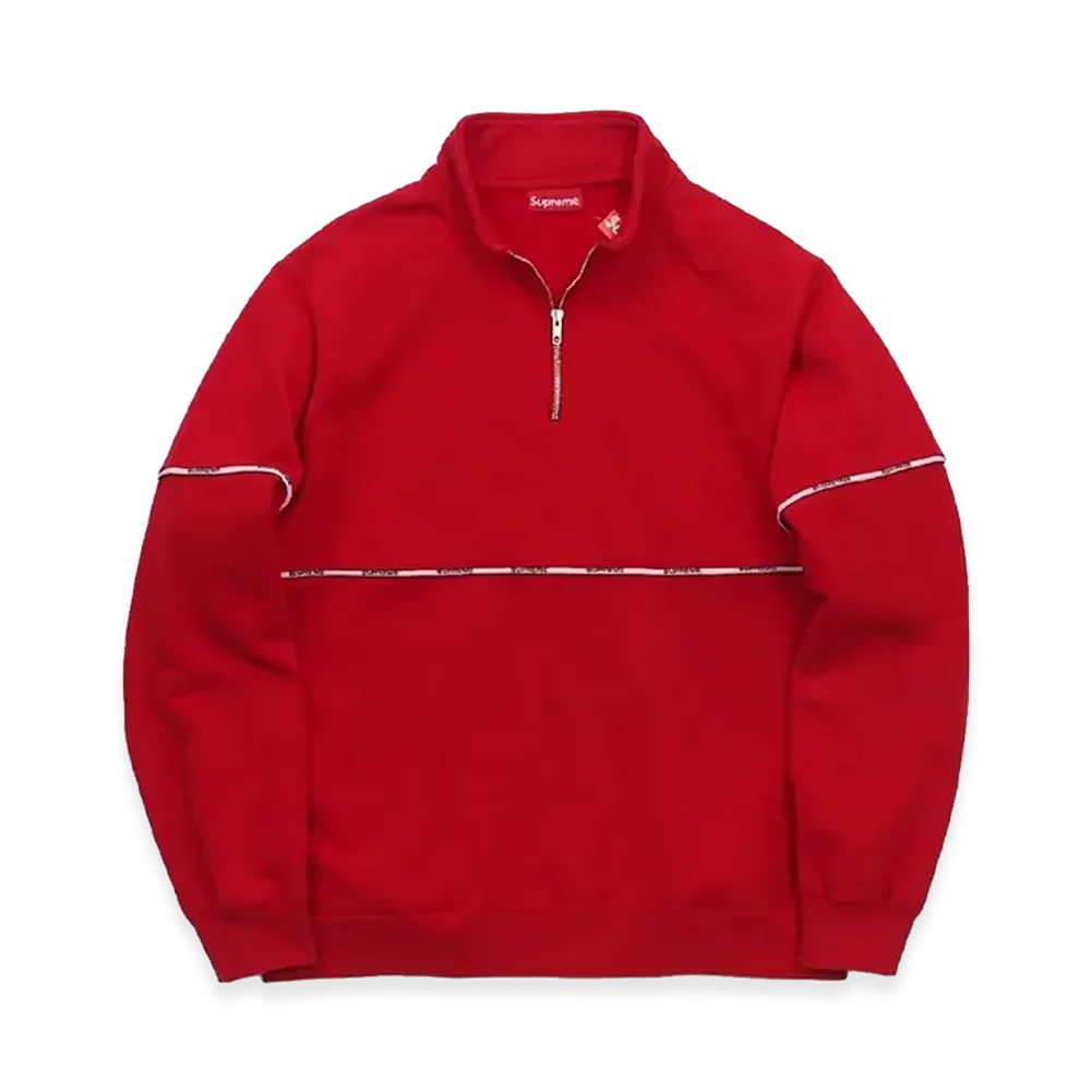 Supreme Logo Piping Half Zip Sweatshirt (18SS) "Red"