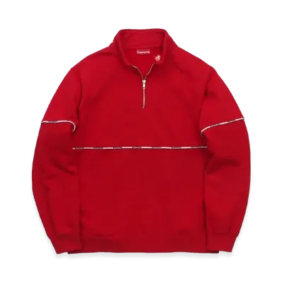 Supreme Logo Piping Half Zip Sweatshirt (18SS) "Red"