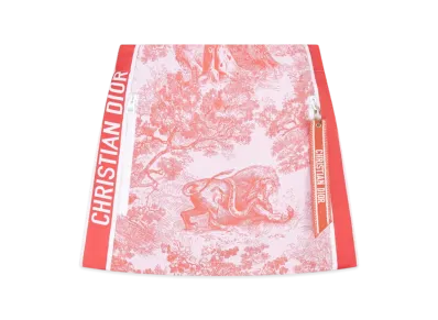 Dior Women's Dioriviera Skort Technical Taffeta Jacquard with Toile de Jouy Sauvage Motif "White/Coral"