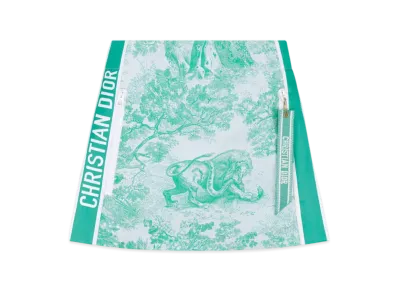 Dior Women's Dioriviera Skort Technical Taffeta Jacquard with Toile de Jouy Sauvage Motif "White/Aquamarina"