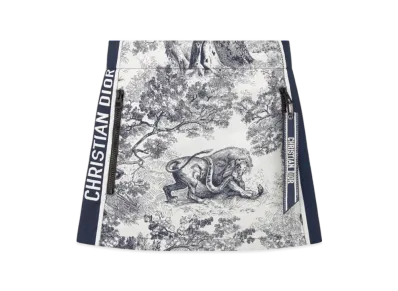 Dior Women's Dioriviera Skort Technical Taffeta Jacquard with Toile de Jouy Sauvage Motif "White/Blue"