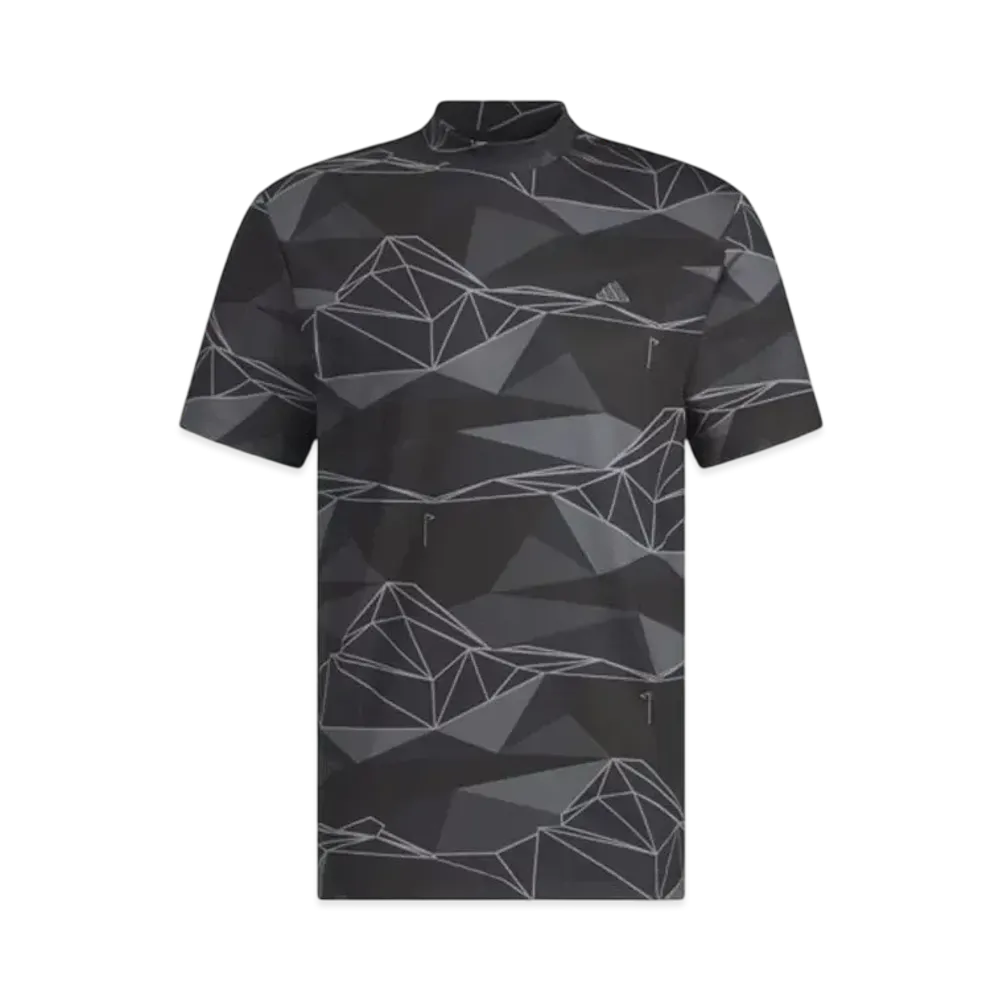 adidas Aeroready Allover Print Short Sleeve Mockneck Shirt "Black"