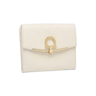 Salvatore Ferragamo Gancini French Wallet "Bone"