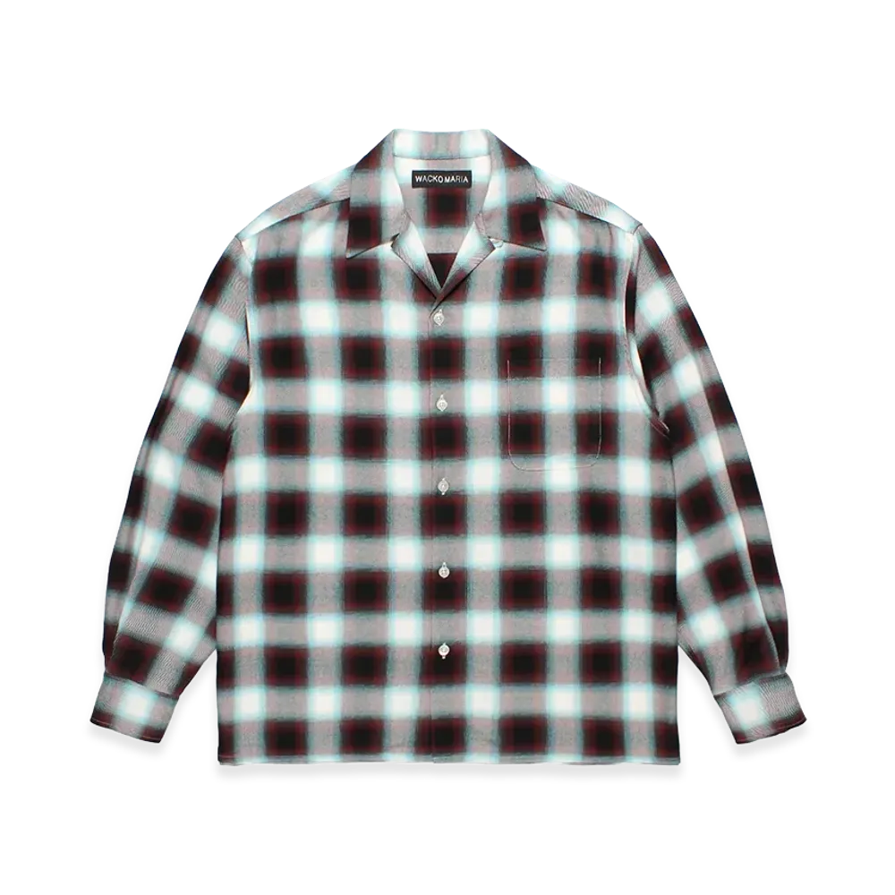 WACKO MARIA Ombre Check Open Collar Shirt "Mint"