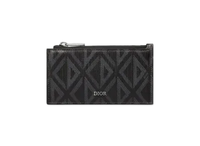 Dior Zip Card Holder CD Diamond Canvas "Black"