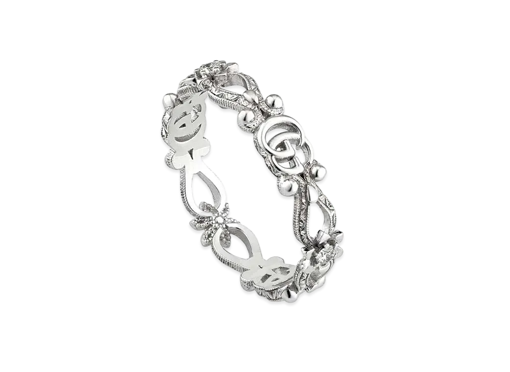 GUCCI Gucci Flora 18K Ring With Diamonds "Silver"