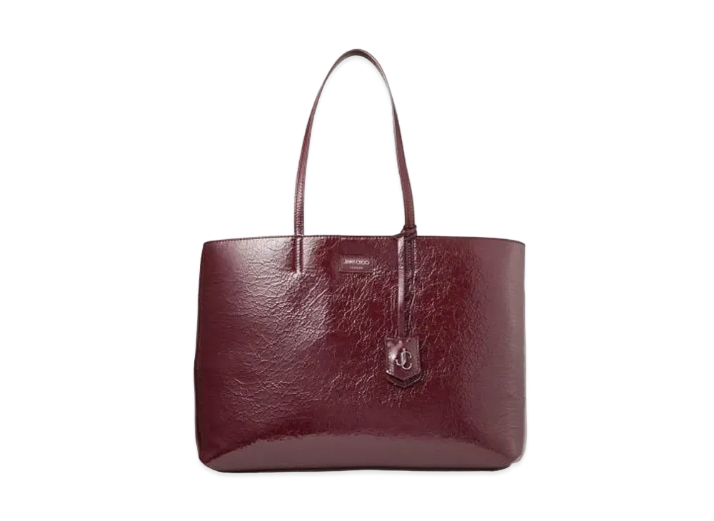 Jimmy Choo Nine2five E/W Patent Textured Leather Tote Bag "Merlot"