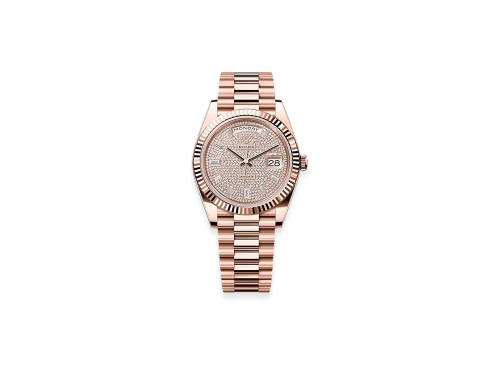 ROLEX Day-Date 40mm Everose Gold 228235 "Pave diamonds"