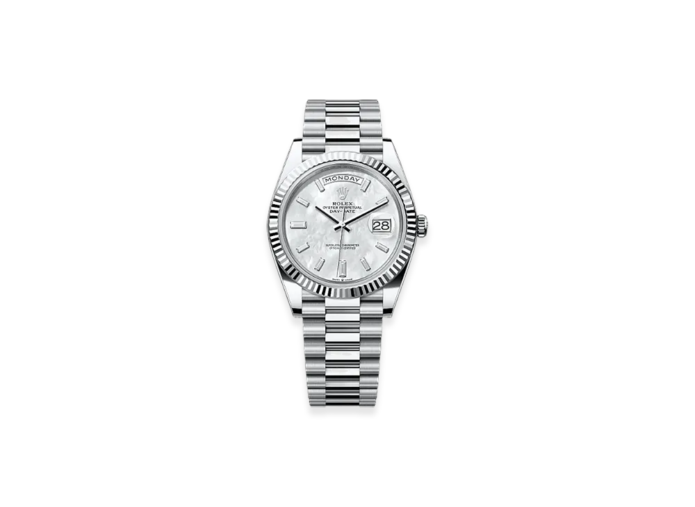 ROLEX Day-Date 40mm Platinum 228236 "White Mother-of-Pearl"