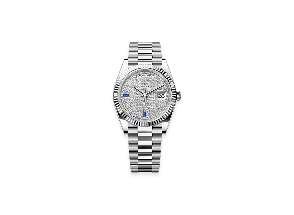 ROLEX Day-Date 40mm Platinum 228236 "Pave diamonds/Sapphire"