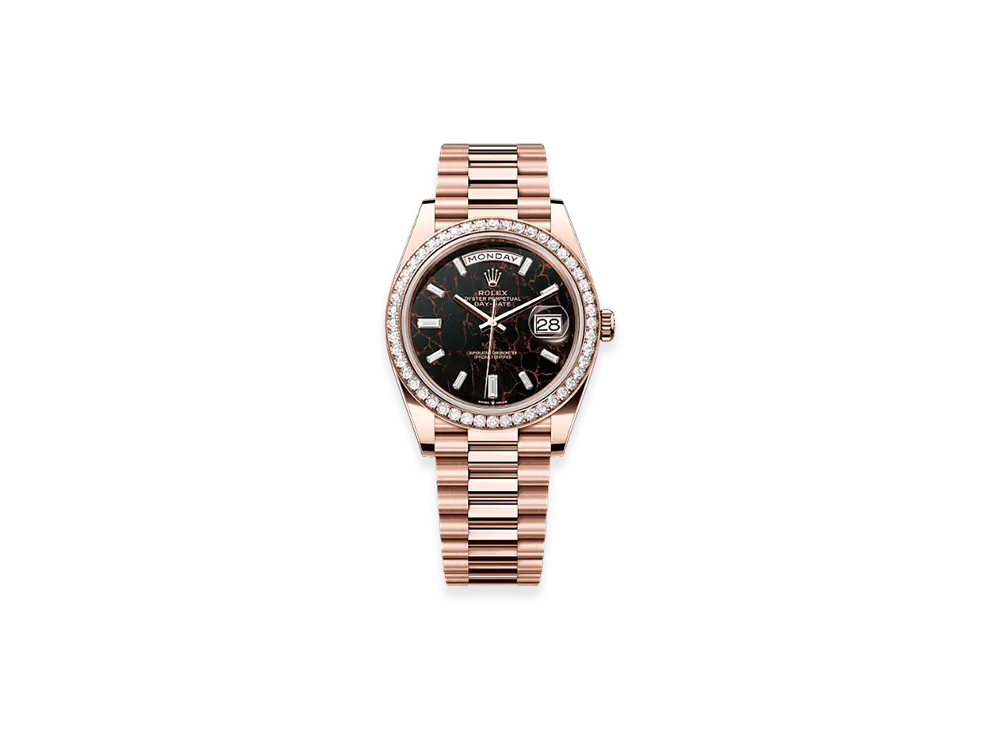 ROLEX Day-Date 40mm Everose Gold Diamond 228345RBR "Eisenkiesel"