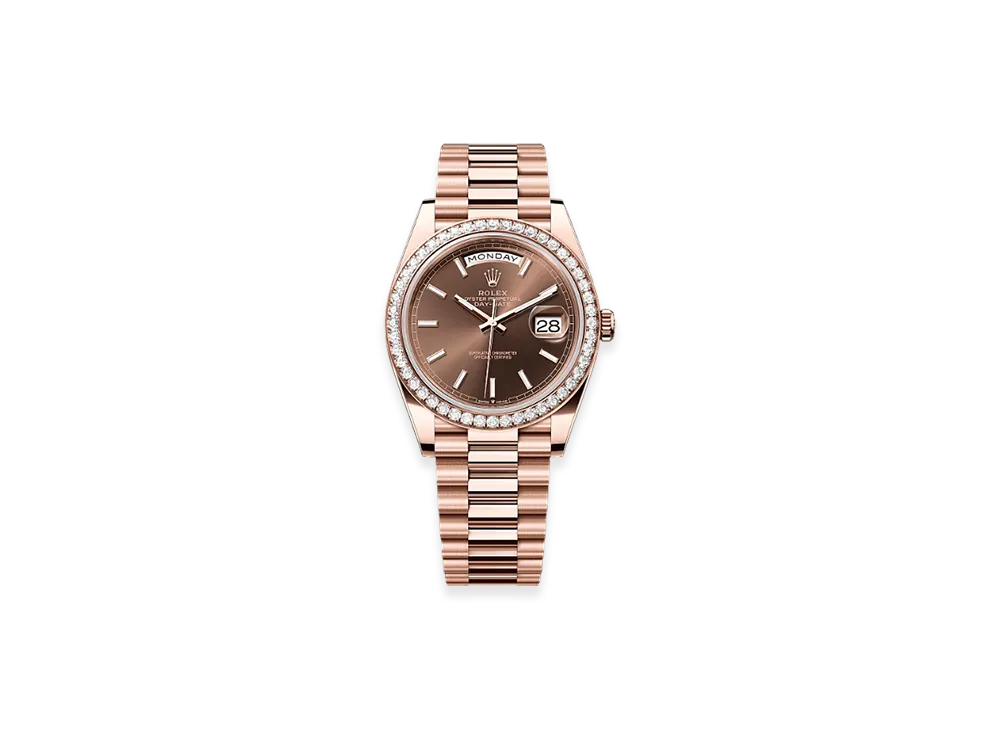 ROLEX Day-Date 40mm Everose Gold Diamond 228345RBR "Chocolate"