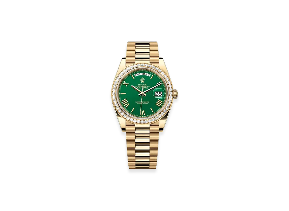 ROLEX Day-Date 40mm Yellow Gold Diamond 228348RBR "Green"