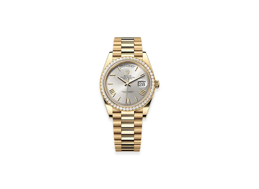 ROLEX Day-Date 40mm Yellow Gold Diamond 228348RBR "Silver"