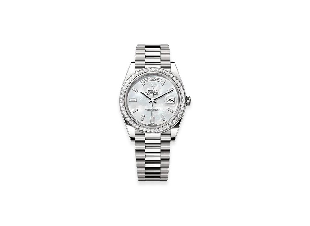ROLEX Day-Date 40mm White Gold Diamond 228349RBR "White Mother-of-Pearl"