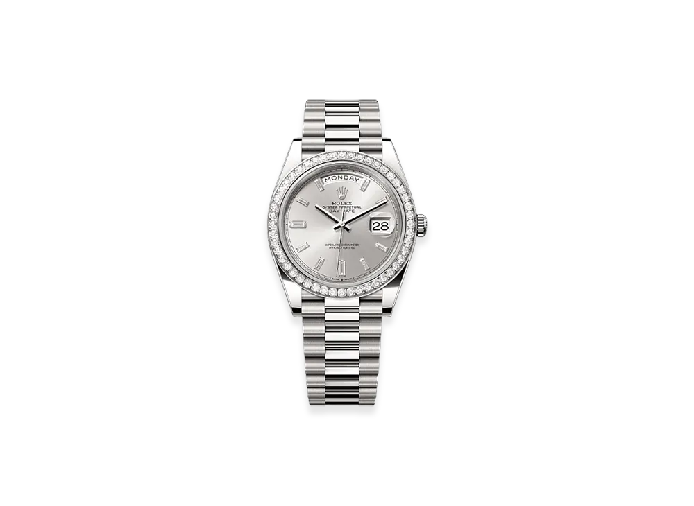 ROLEX Day-Date 40mm White Gold Diamond 228349RBR "Silver"