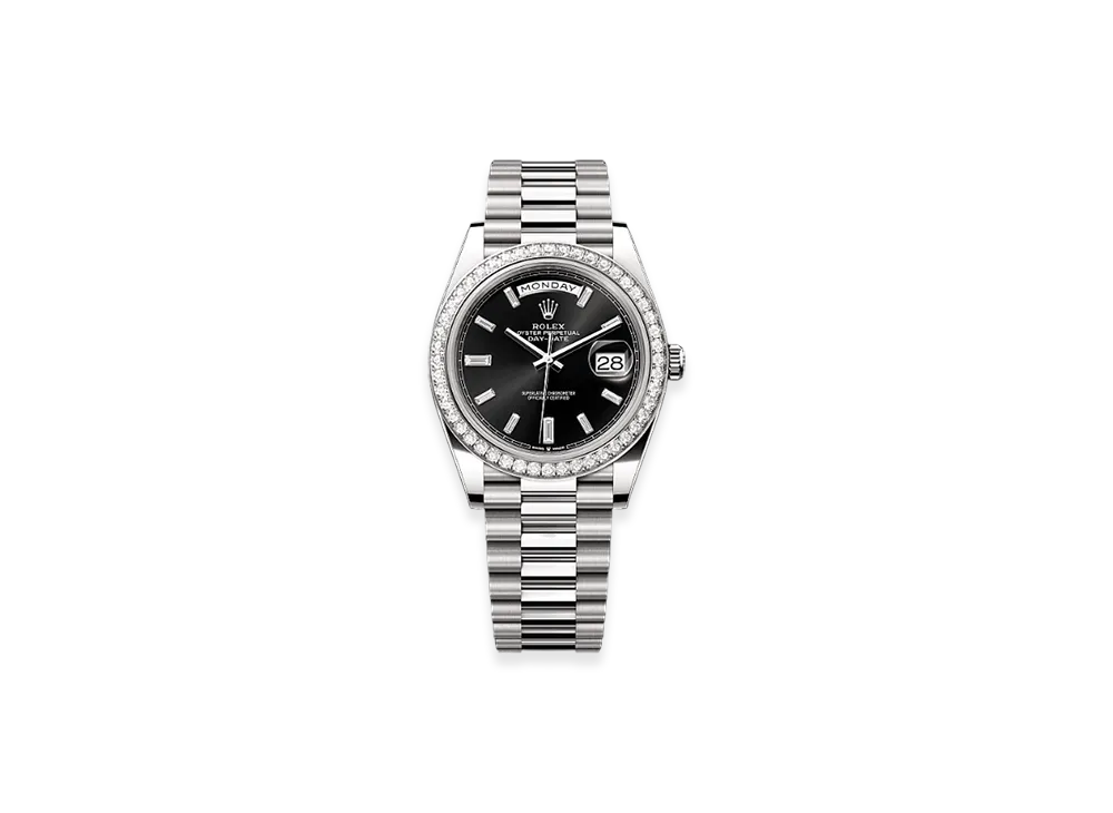 ROLEX Day-Date 40mm White Gold Diamond 228349RBR "Bright Black"