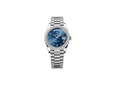 ROLEX Day-Date 40mm Platinum Diamond 228396TBR "Bright Blue"