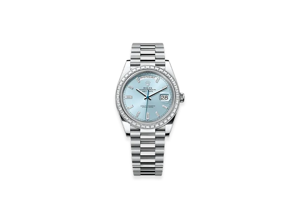 ROLEX Day-Date 40mm Platinum Diamond 228396TBR "Ice Blue"