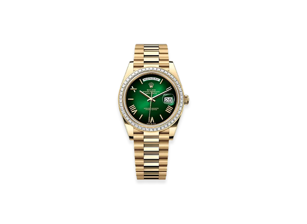 ROLEX Day-Date 40mm Yellow Gold Diamond 228398TBR "Green Ombre"