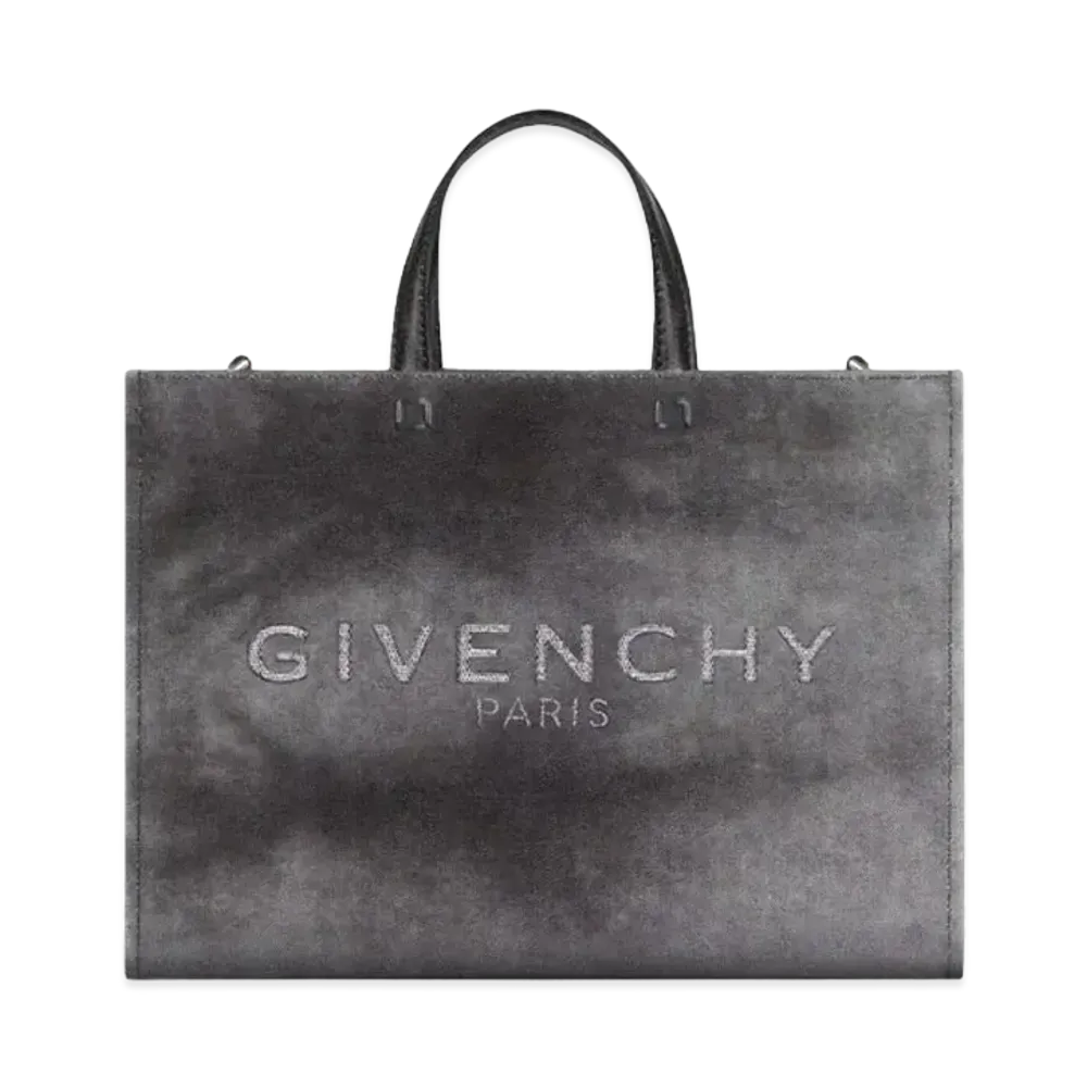GIVENCHY Medium G-Tote Shopping Bag In Washed Canvas "Dark Grey"