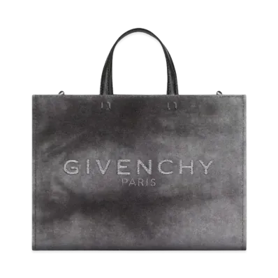 GIVENCHY Medium G-Tote Shopping Bag In Washed Canvas "Dark Grey"