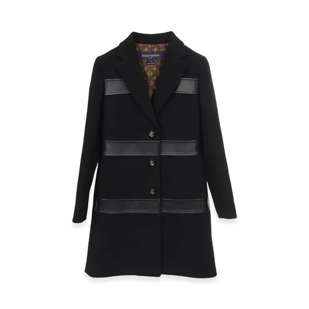 Louis Vuitton Wool Leather Coat "Black"