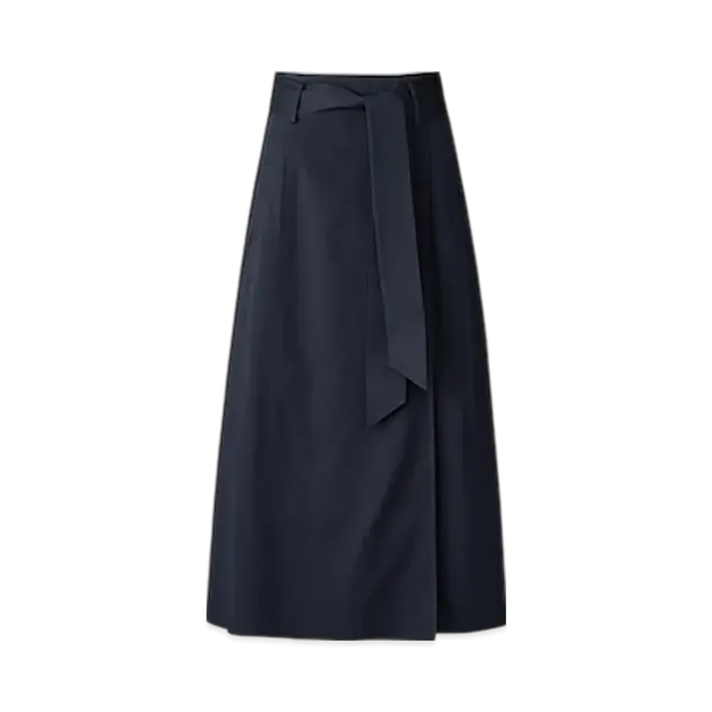 Uniqlo C Women'S Belted Flare Skirt "Navy"
